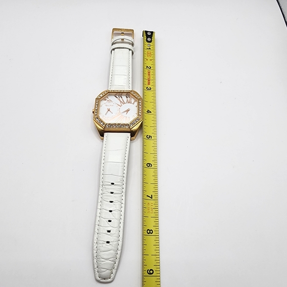 Marc Ecko Gold Tone Dual Movement White Leather Analog Watch - Picture 6 of 6